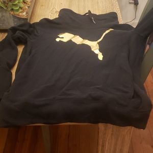 Puma sweatshirt ladies sz large blk gold logo used